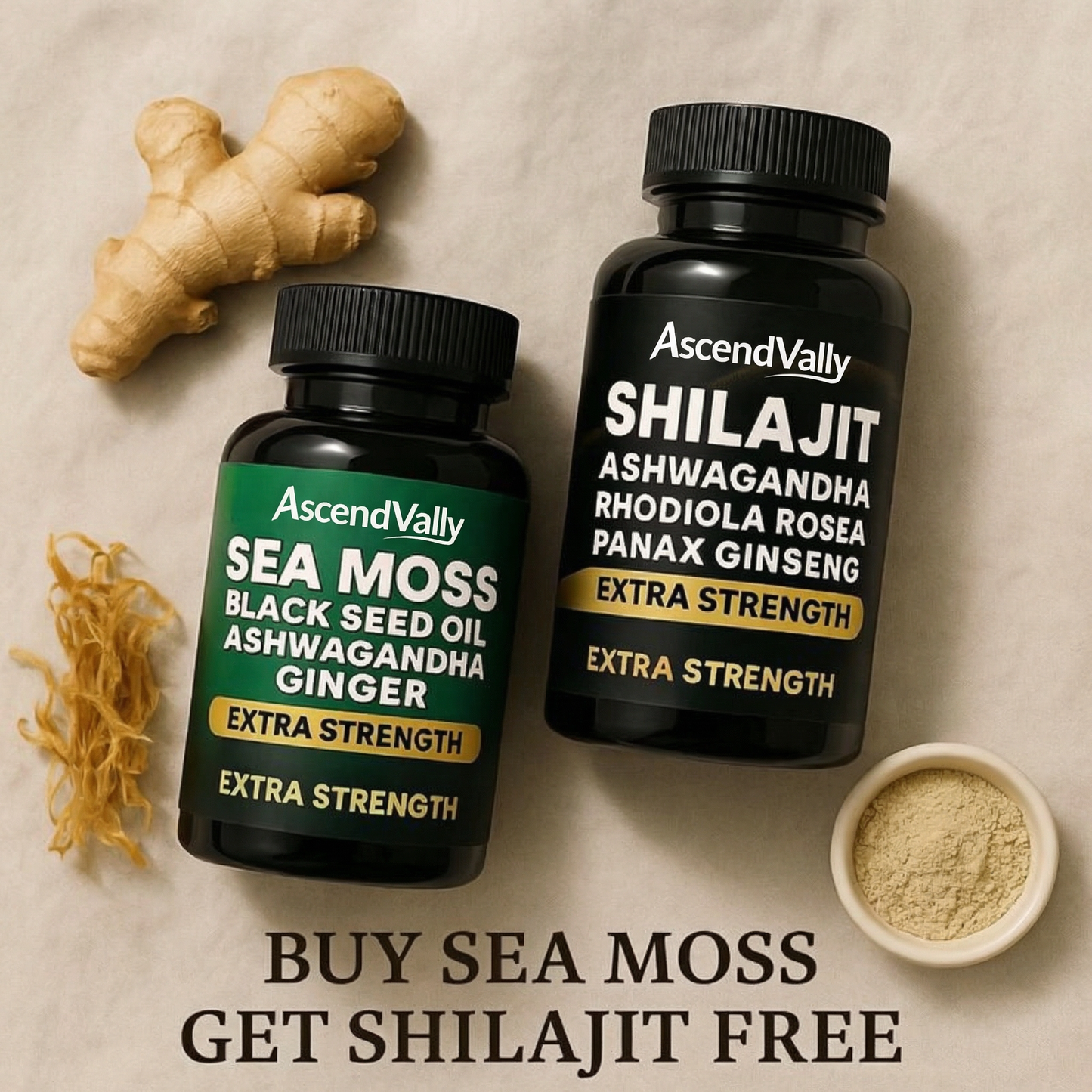 Nature's Boost Kit - Sea Moss + FREE Shilajit (BOGO•60-Cnt)